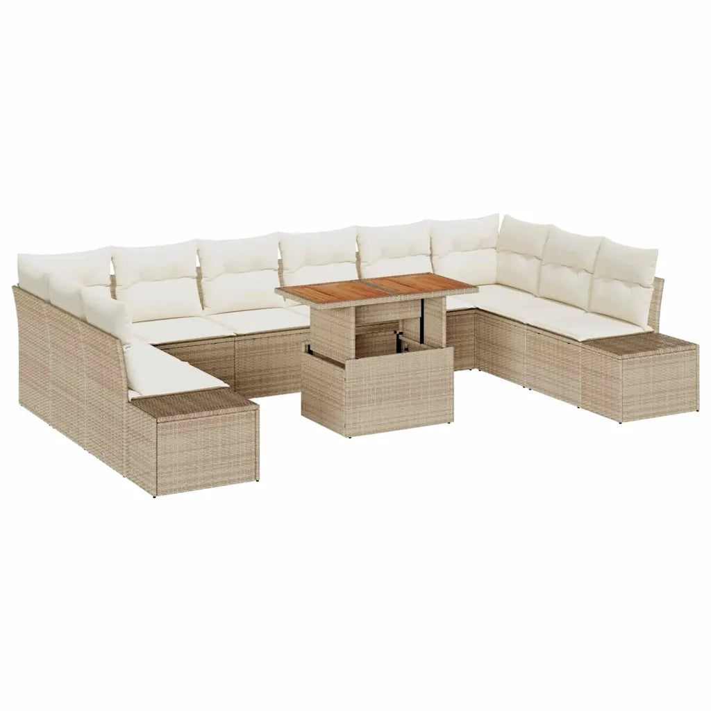 Set Divano da Giardino 11 pcs Beige Poly Rattan 3358752