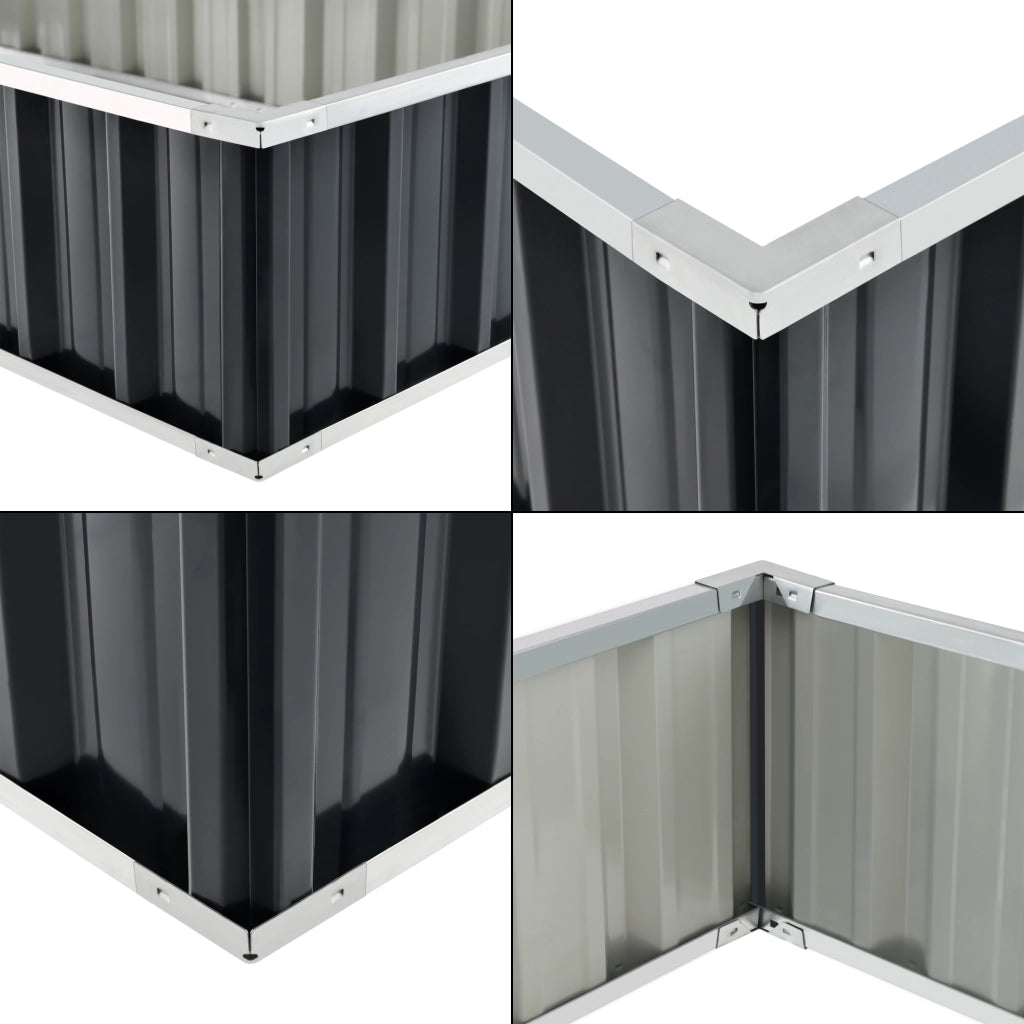 Aiuola Rialzata Zevenaar Bordatura Rettangolare in Acciaio Zincato 90x90x30 cm - Antracite [en.casa]