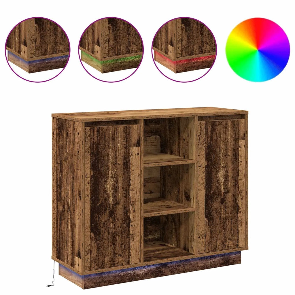 Credenza | Madia LED Legno vecchio 90 x 32 x 75 cm Legno multistrato