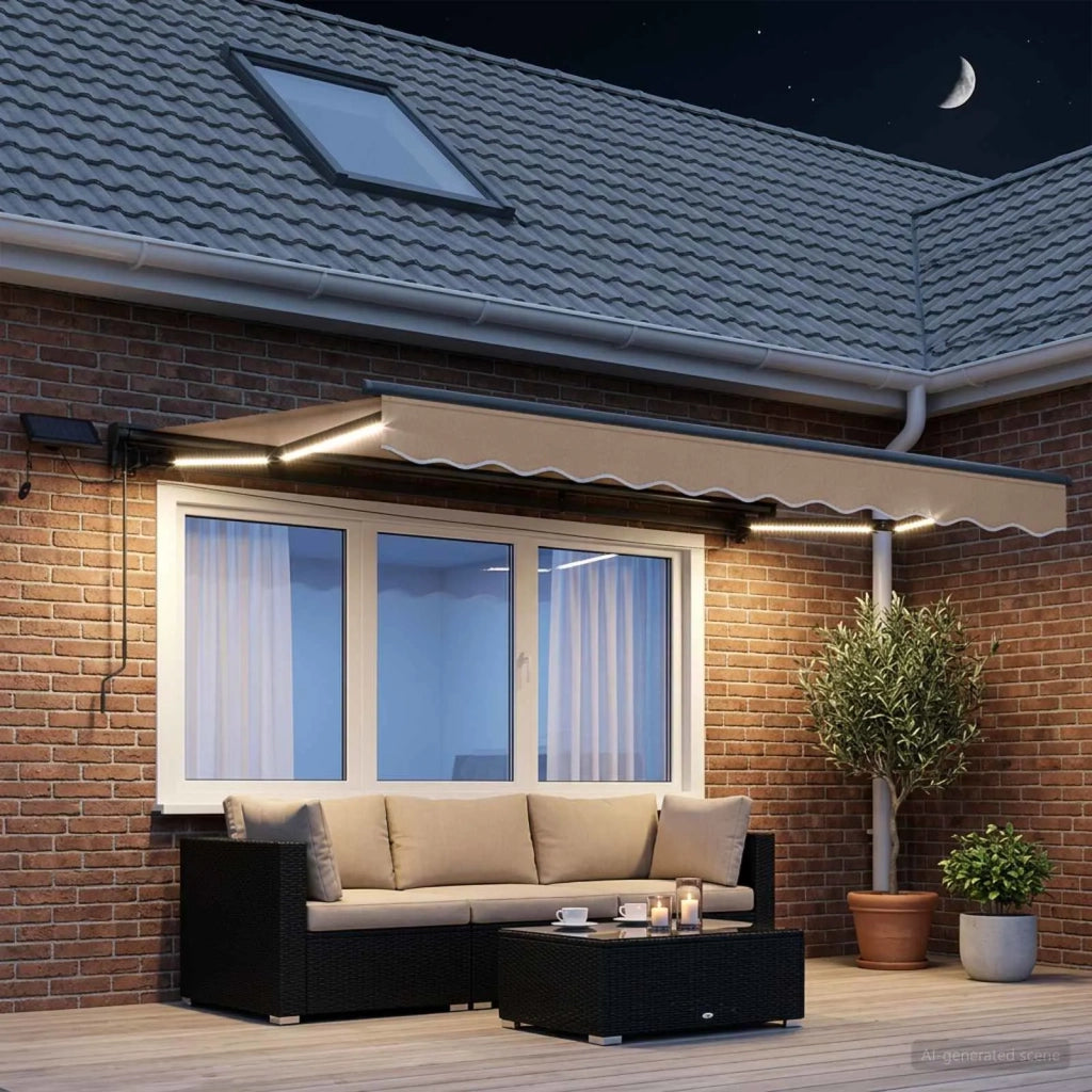 Cornice per Tenda Manuale con LED Tortora 4,5 × 3,5 m 3426302