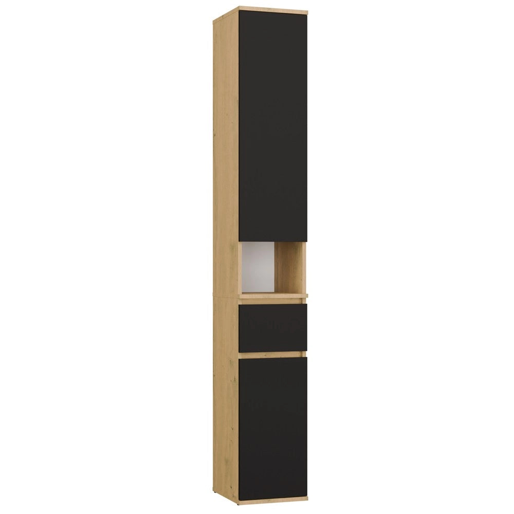 Mobile colonna LIOR 2d1s rovere artisan / nero scaffale con cassetto per camera ufficio