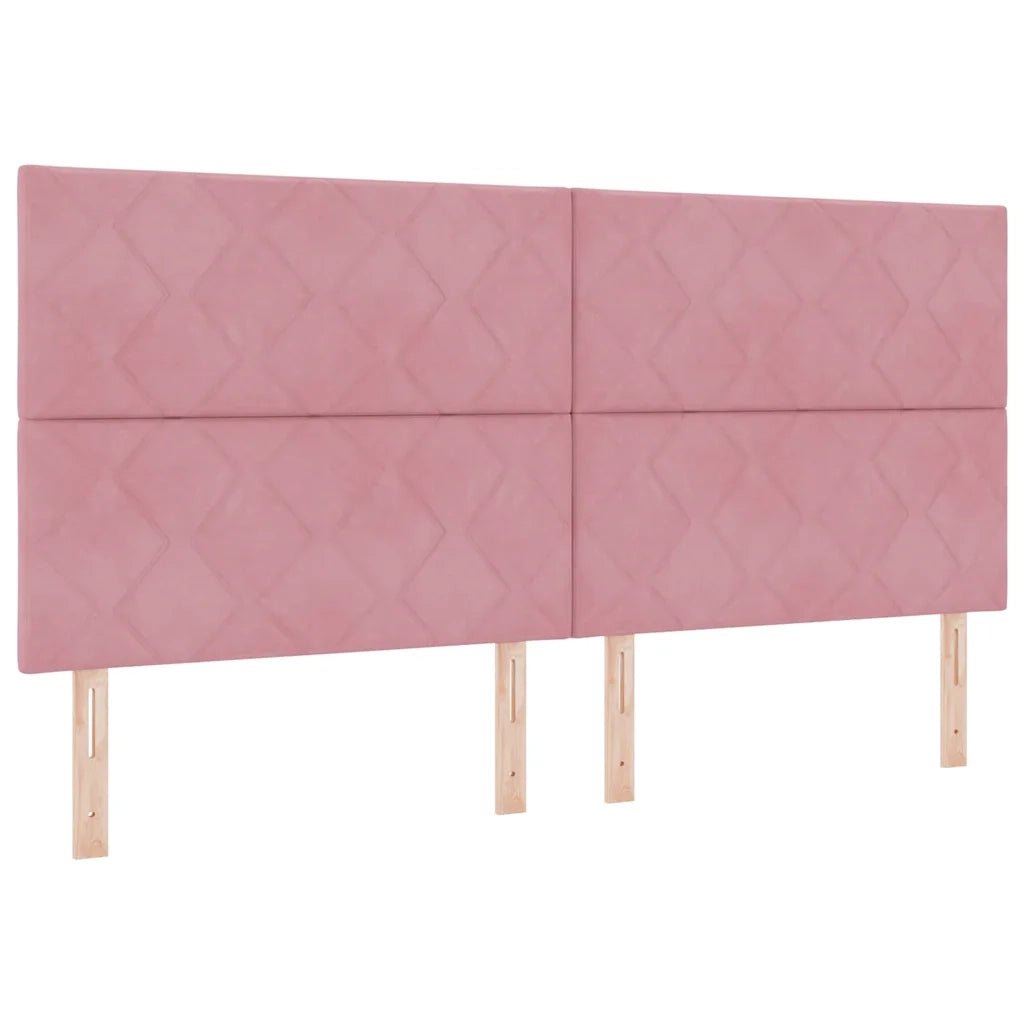 Letto a molle con materasso Rosa 200 x 200 cm Velluto 3342085