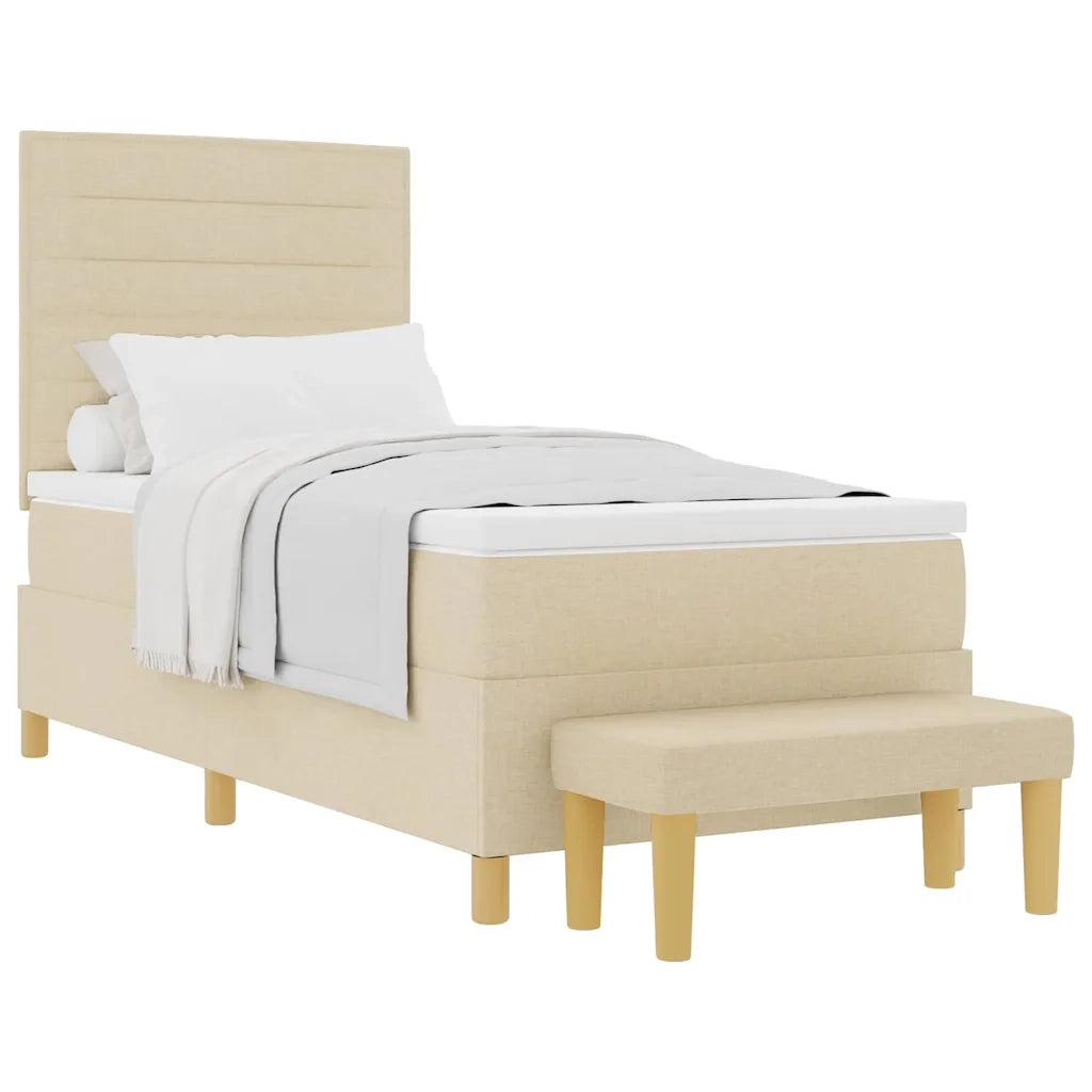 vidaXL Letto a molle con materasso Crema 100 x 200 cm Tessuto