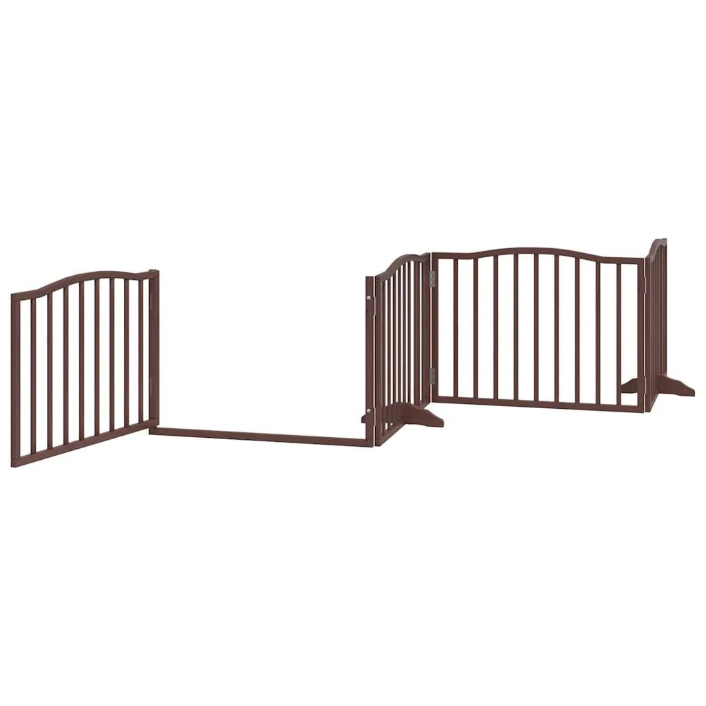 Cancelletto di sicurezza per cani con porta in legno di pioppo marrone a 4 pannelli 02_0023304