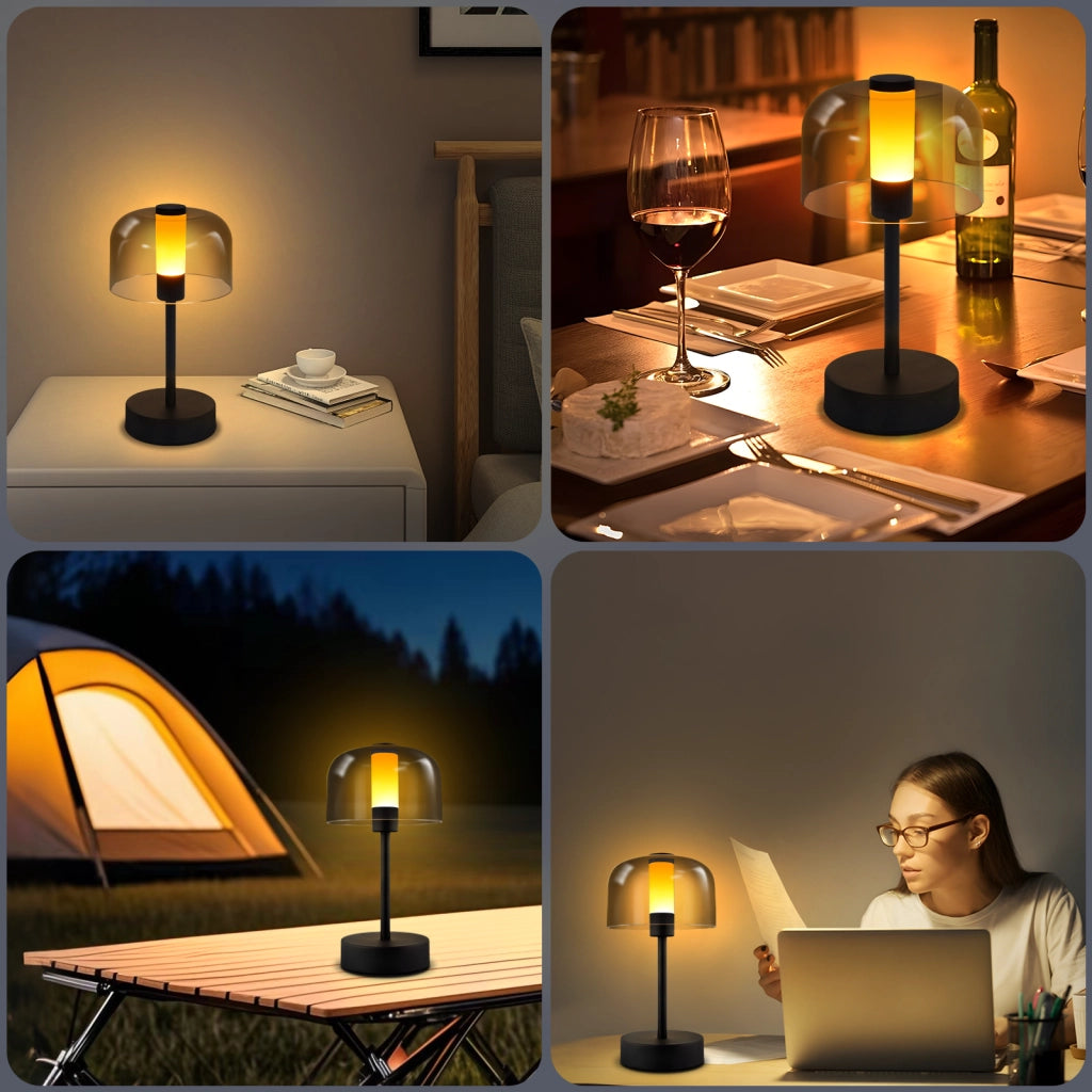 ZMH Lampada da tavolo LED nera touch wireless USB C ricaricabile luminosità regolabile per comodino camera letto