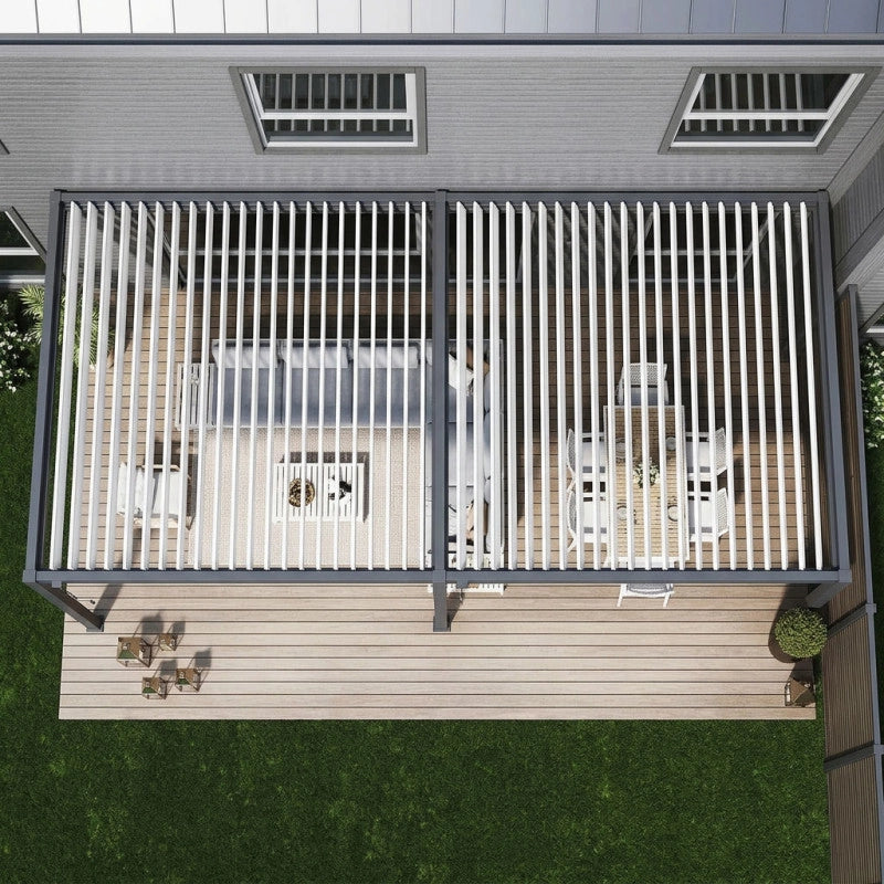 Pergola bioclimatica adossata collezione VS 4x8M - V2 - Antracite/Bianco