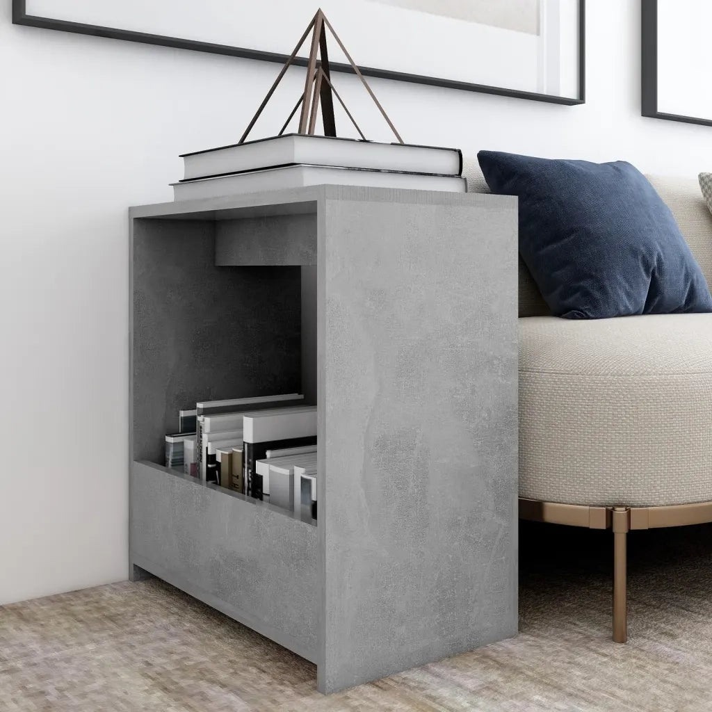 Tavolino Grigio Cemento 50x26x50 cm in Legno Multistrato 806691