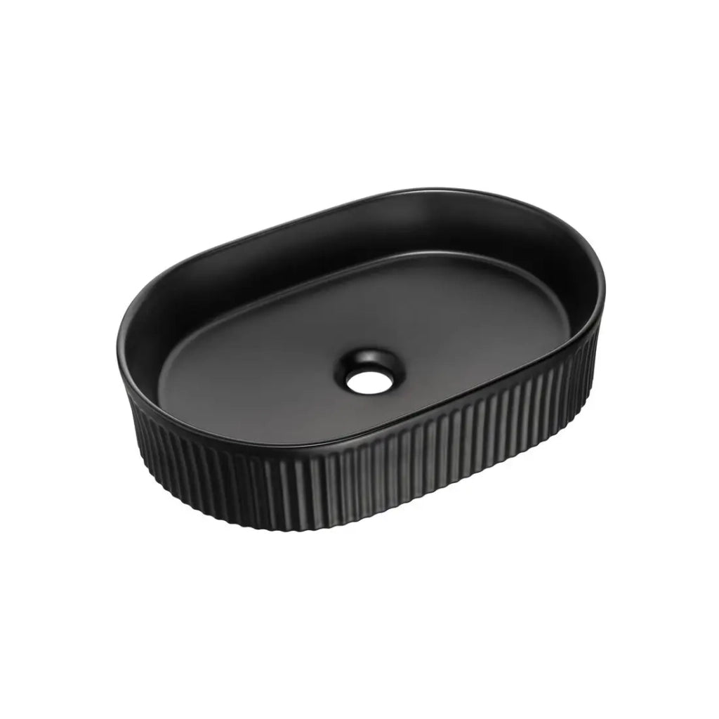 Lavabo da appoggio ovale 48x33 cm in ceramica nera opaca