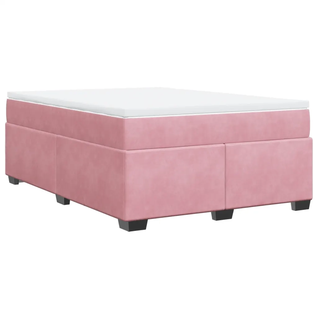 Giroletto a Molle con Materasso Rosa 140x190 cm in Velluto 3285286