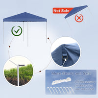 Gazebo Pieghevole da Giardino 2,45x2,45x2,45m in Acciaio e Tessuto Oxford Blu