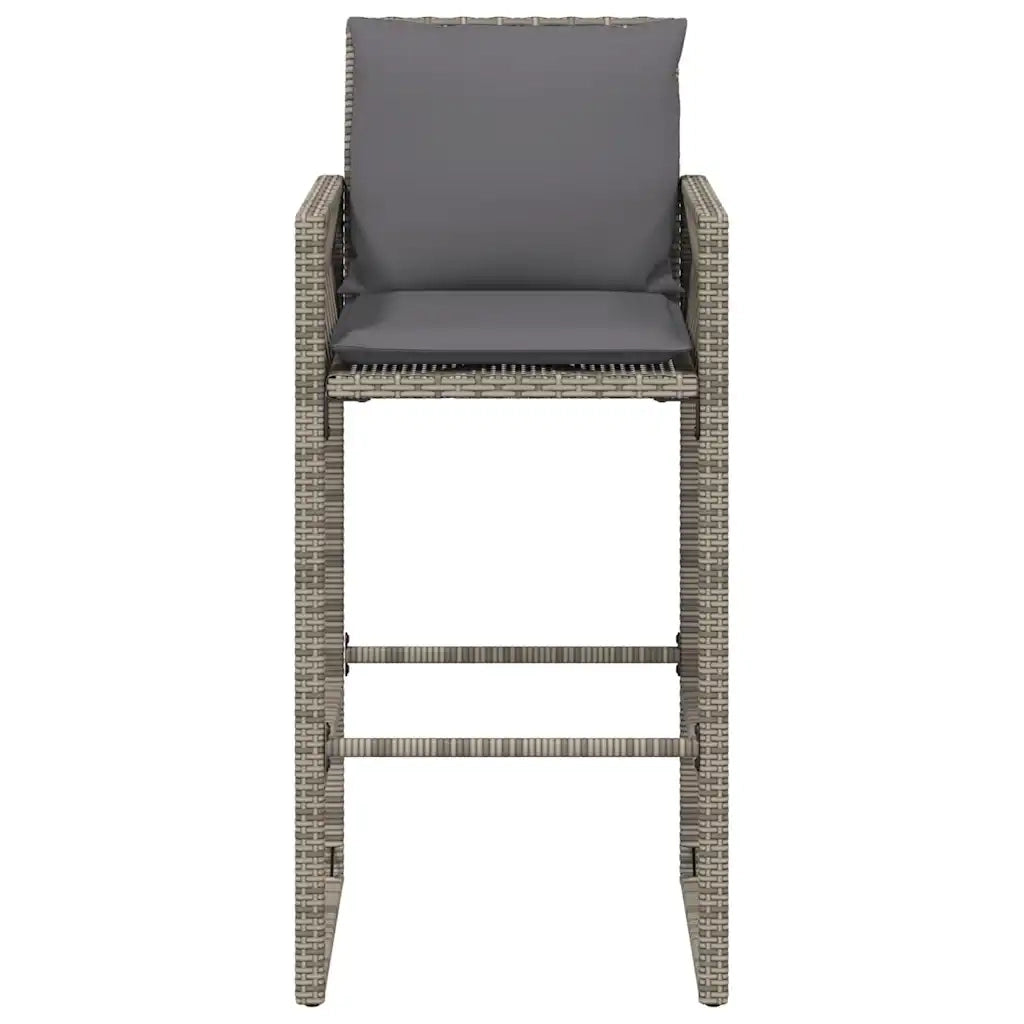 Sgabelli da Bar con Cuscini 2 pz Grigi in Polyrattan