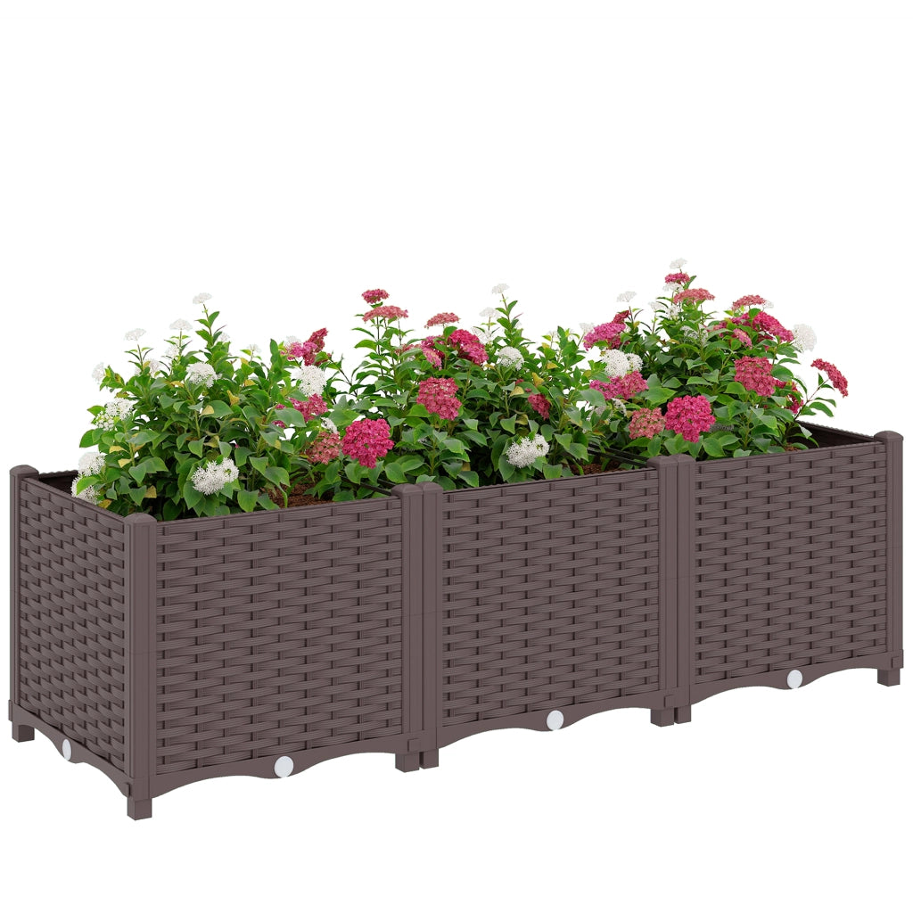 Letto da giardino ¨C zephmum ¨C 120x40x37, marrone, plastica, auto-irrigante