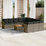 Set Divani da Giardino 12 pz con Cuscini Grigio in Polyrattan 3223911