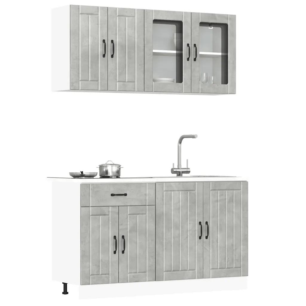 Set Mobili da Cucina 4 pz Lucca Grigio Cemento in Truciolato 3314865