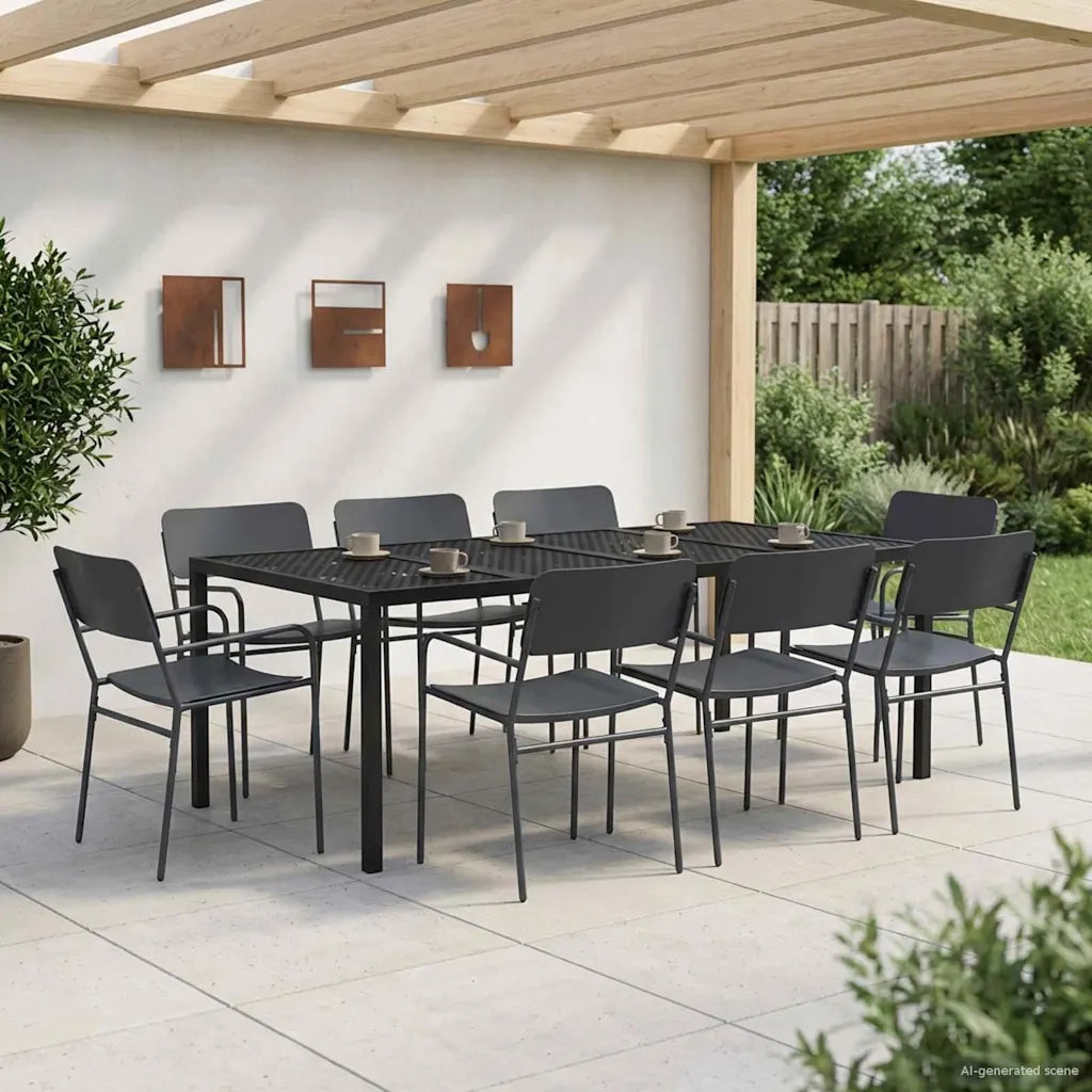 Set Mobili da Esterno 9 pz Antracite Acciaio 3422875