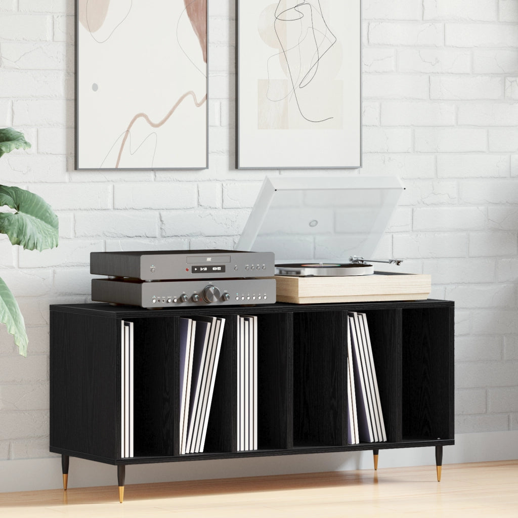 Armadio per dischi  Nero Rovere 100x38x48 cm Legno ingegnerizzato