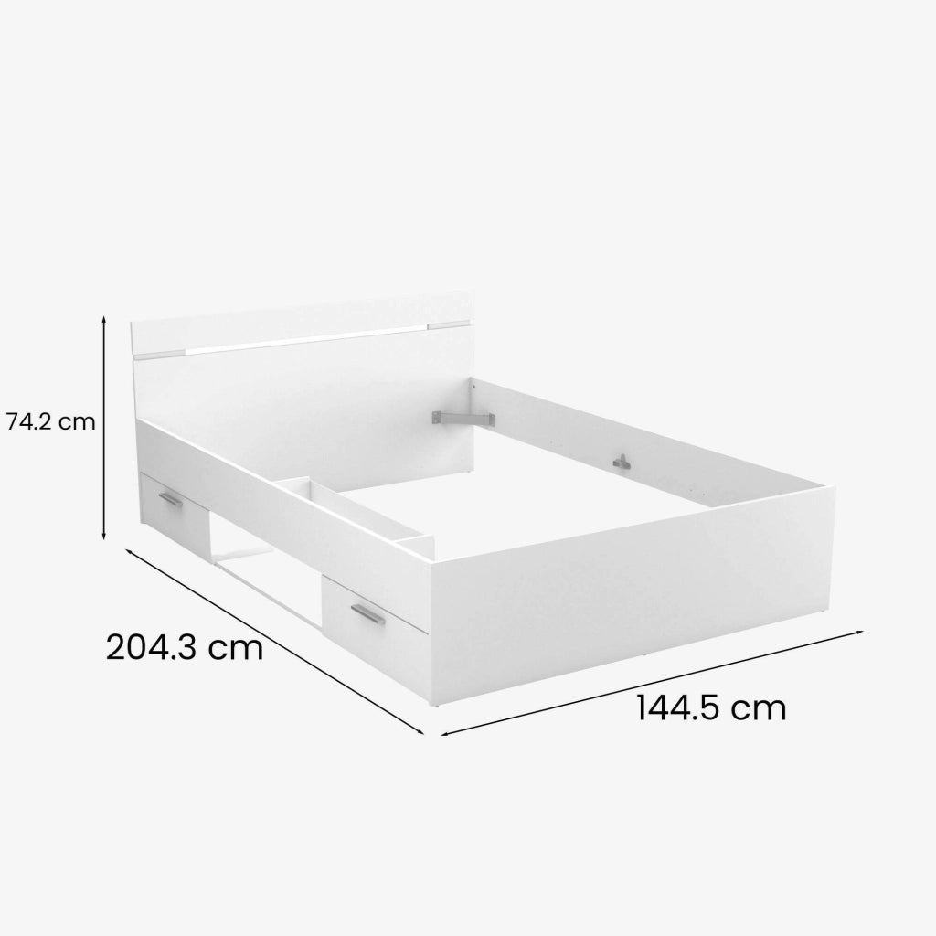 Letto alla francese Moira, Sommier per camera da letto, Giroletto per stanza, Struttura porta materasso, 200x140 h74 cm, Bianco opaco