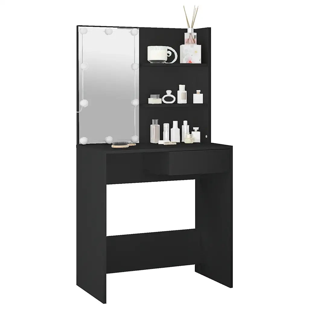 Toeletta | Tavolo da Trucco con LED Nera 74,5x40x141 cm