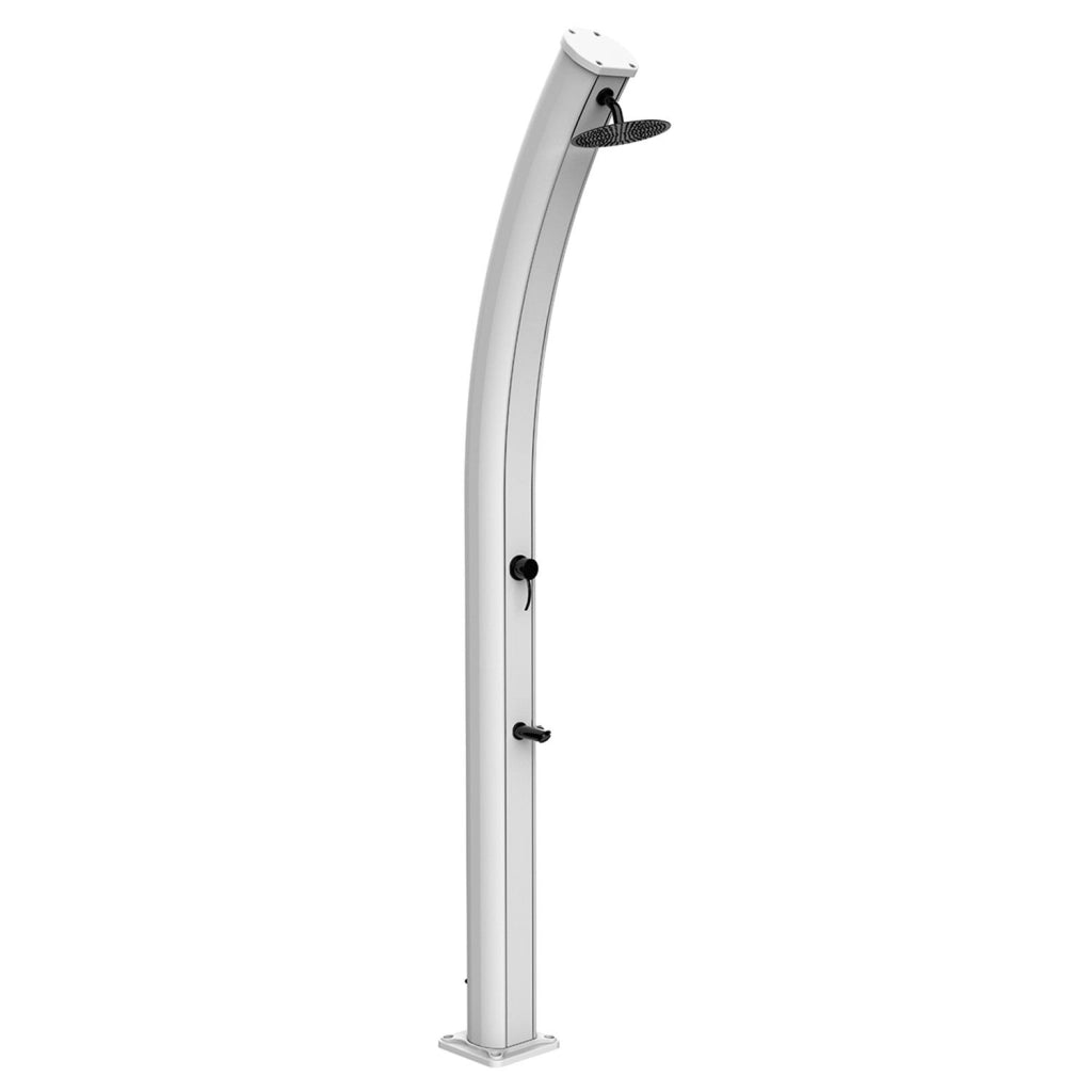 Starmatrix Doccia solare per esterno in Alluminio BIANCO RAL9003 serbatoio 35 L soffione tondo 20 cm miscelatore rubinetto lavapiedi altezza 226 cm SS0955C-WHITE SS0955