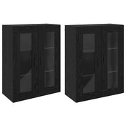 Set di 2 moderni mobili da parete funzionali 69,5 x 34 x 90 cm in legno ingegnerizzato rovere nero 02_0056066