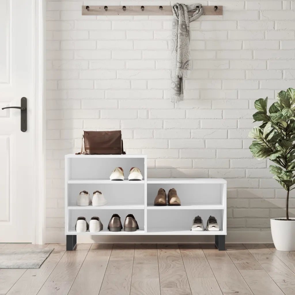 Scarpiera-Scaffale per scarpe Bianca 102x36x60 cm in Legno Multistrato 913321
