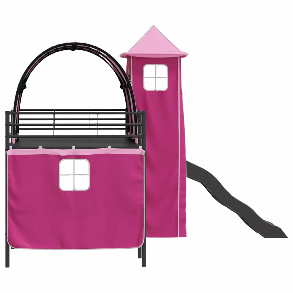 Struttura del letto loft per bambini Nero e rosa 90 x 200 cm