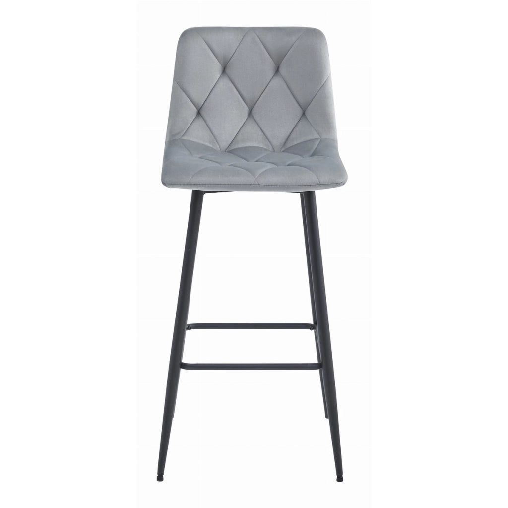 Set di 2 sgabelli bar NADO in velluto grigio argento e metallo