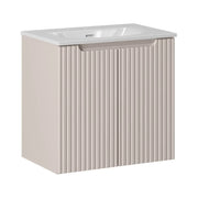 Set bagno VANO cachemire e bianco 60cm: mobile sotto lavabo con ante scanalate verticalmente + lavabo incassato