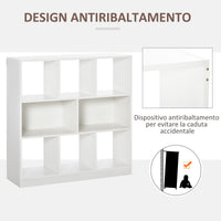 Mobile Libreria Portaoggetti a 3 Livelli e 8 Ripiani Totali 97,5x30x100 cm in MDF Bianco