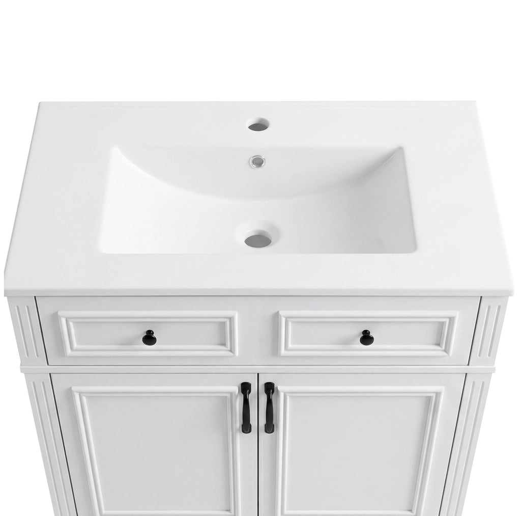 Mobile lavabo freestanding bianco MDF e ceramica 77x46x86 cm