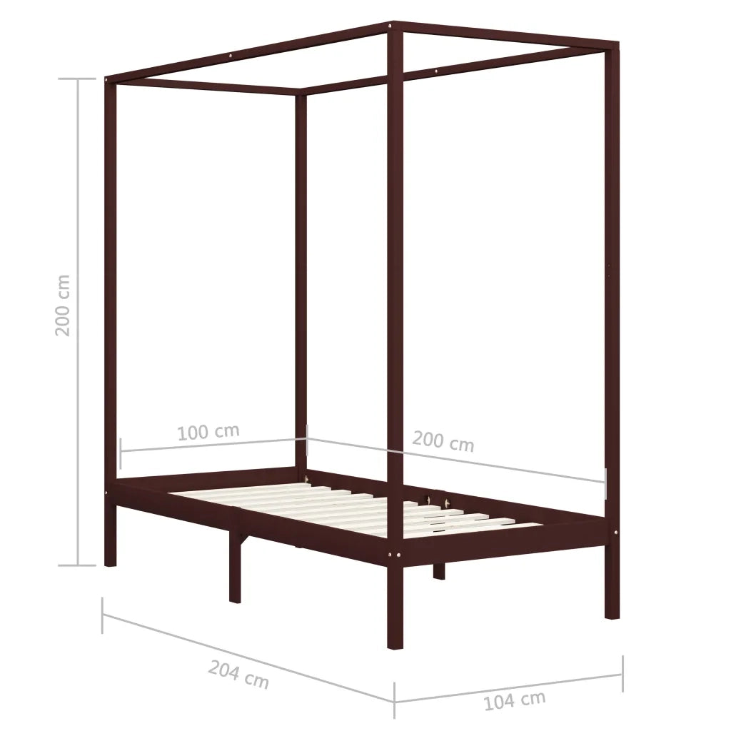 Giroletto Baldacchino senza Materasso Marrone Pino 100x200cm