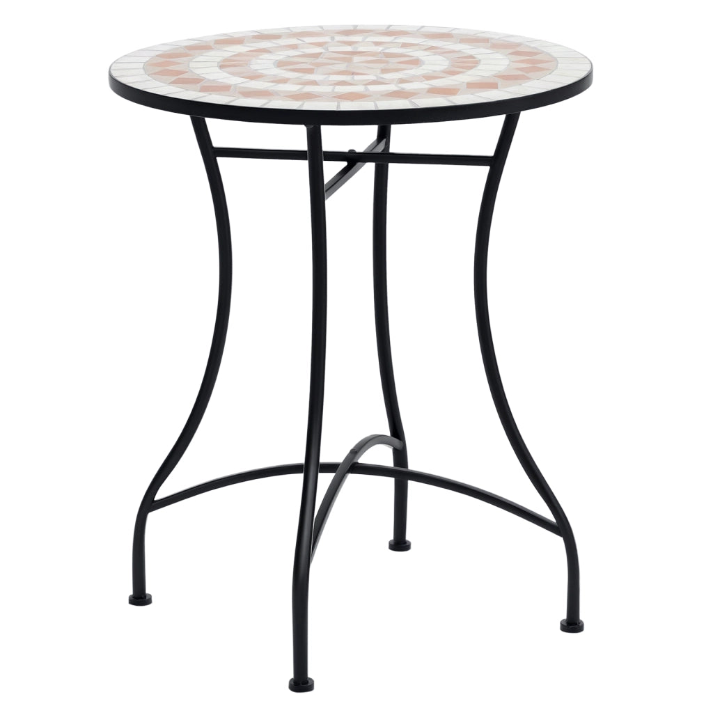Tavolo da giardino rotondo ¨C Minimal ¨C arancione/bianco/metallo ?60xH71