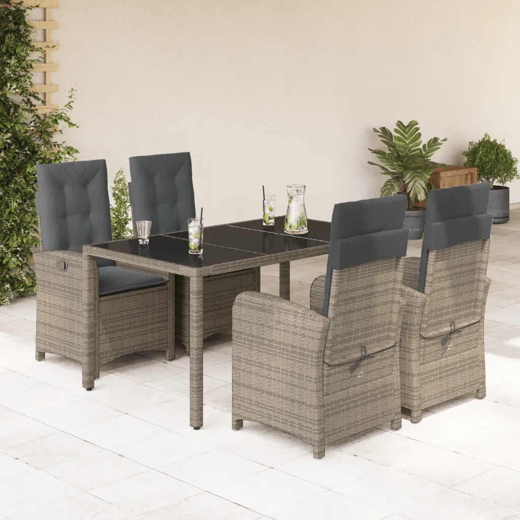 Set da Pranzo da Giardino 5 pz con Cuscini in Polyrattan Grigio 3212215