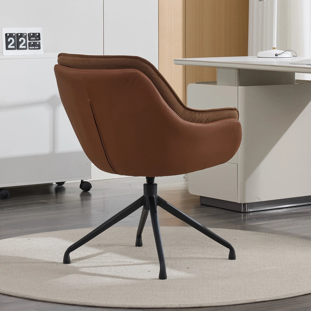 Poltrona girevole in pelle sintetica ergonomica con rotazione 360 gradi per camera da letto marrone 69 × 65 × 46 cm