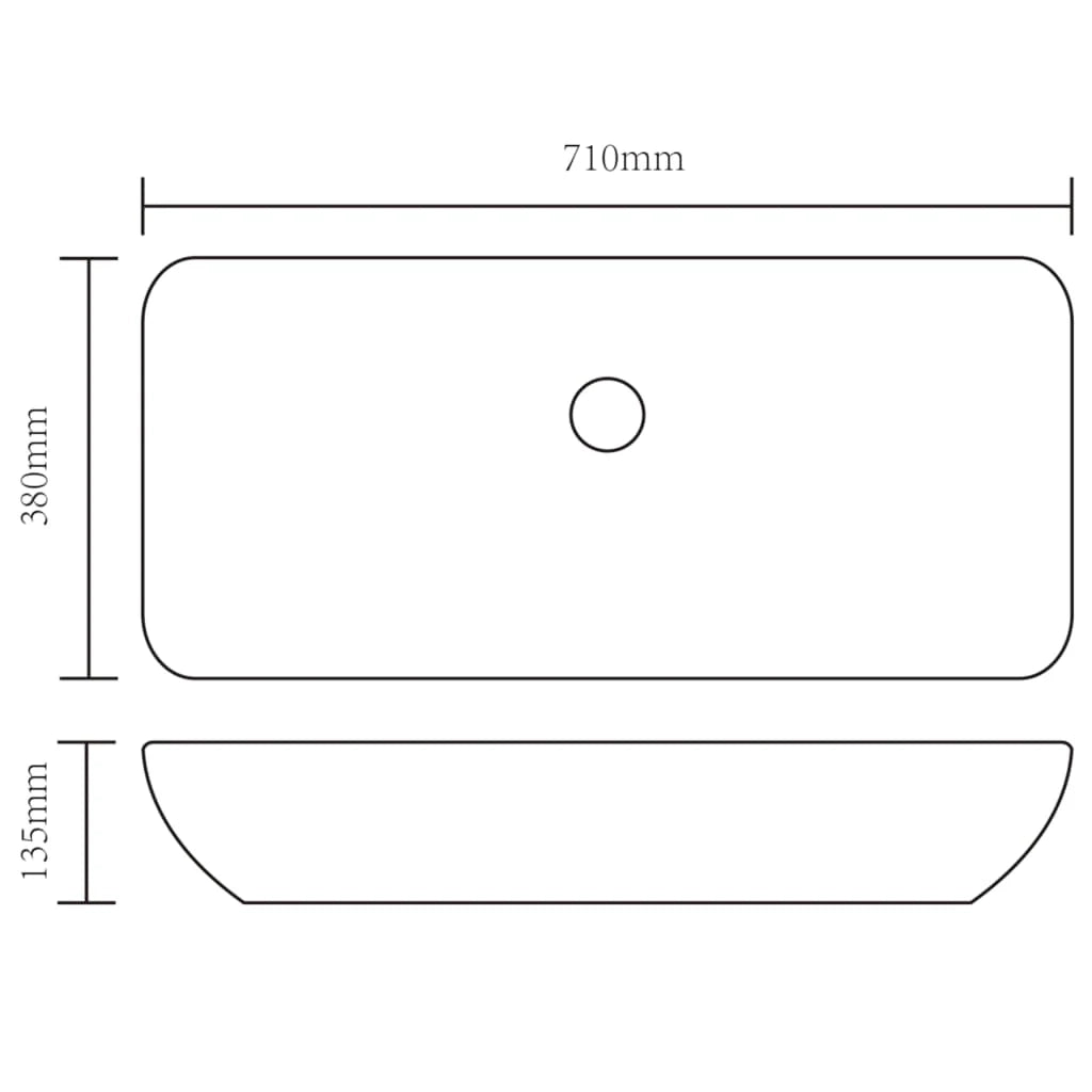 Lavabo da appoggio rettangolare lavabo vasca 71 x 39 cm ceramica bianca 02_0002490