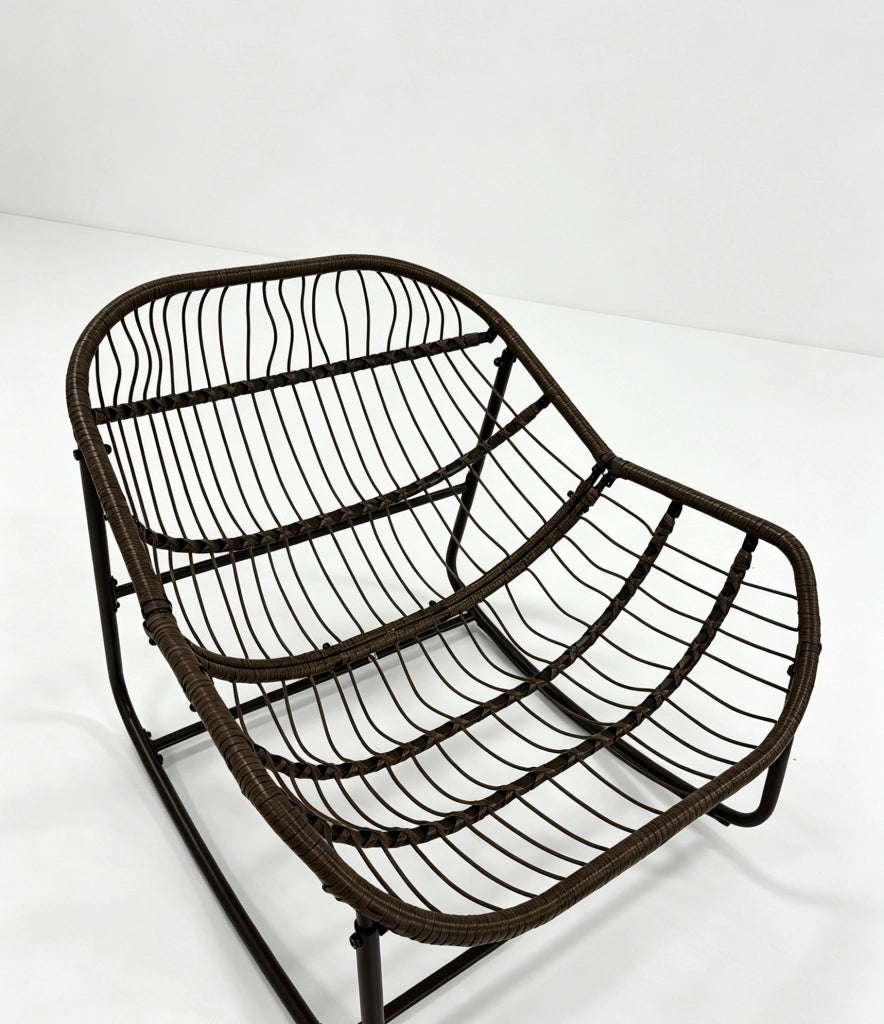 Sedia a dondolo da esterno 78x106x90 cm in acciaio arancione per terrazza e giardino