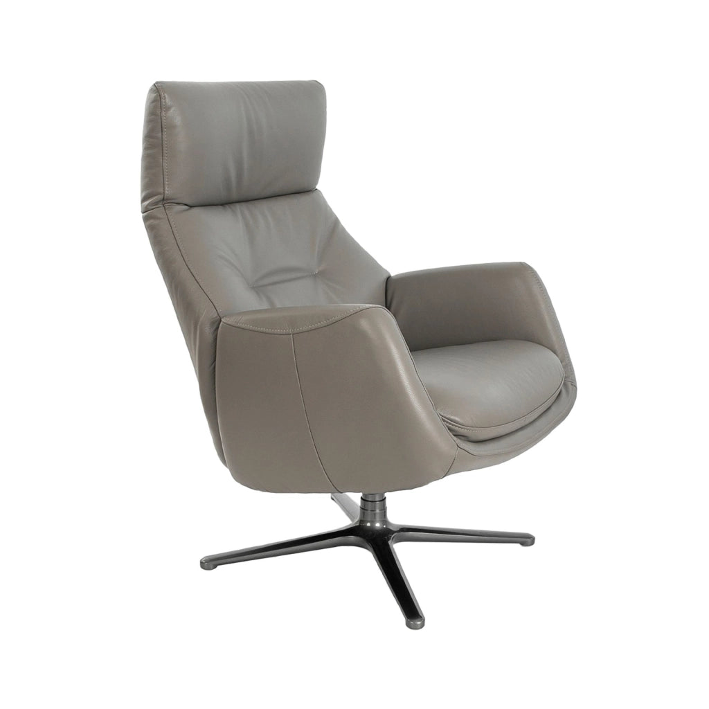 Poltrona girevole in pelle grigio scuro