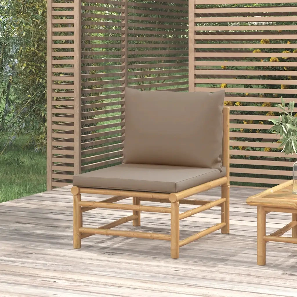 Divano Centrale da Giardino con Cuscini Tortora in BambÃ¹cod mxl 94677