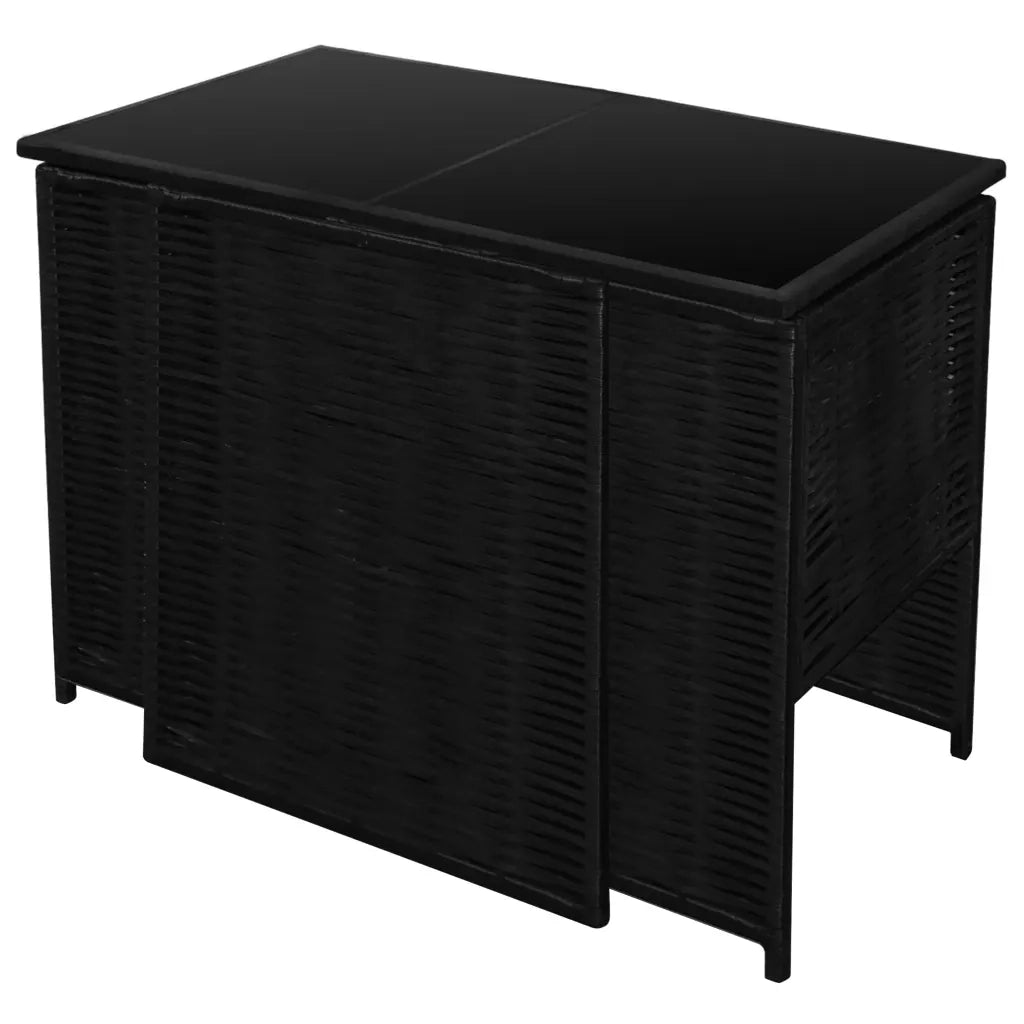 Set da Bistrot 3 pz con Cuscini in Polyrattan Nero 42484