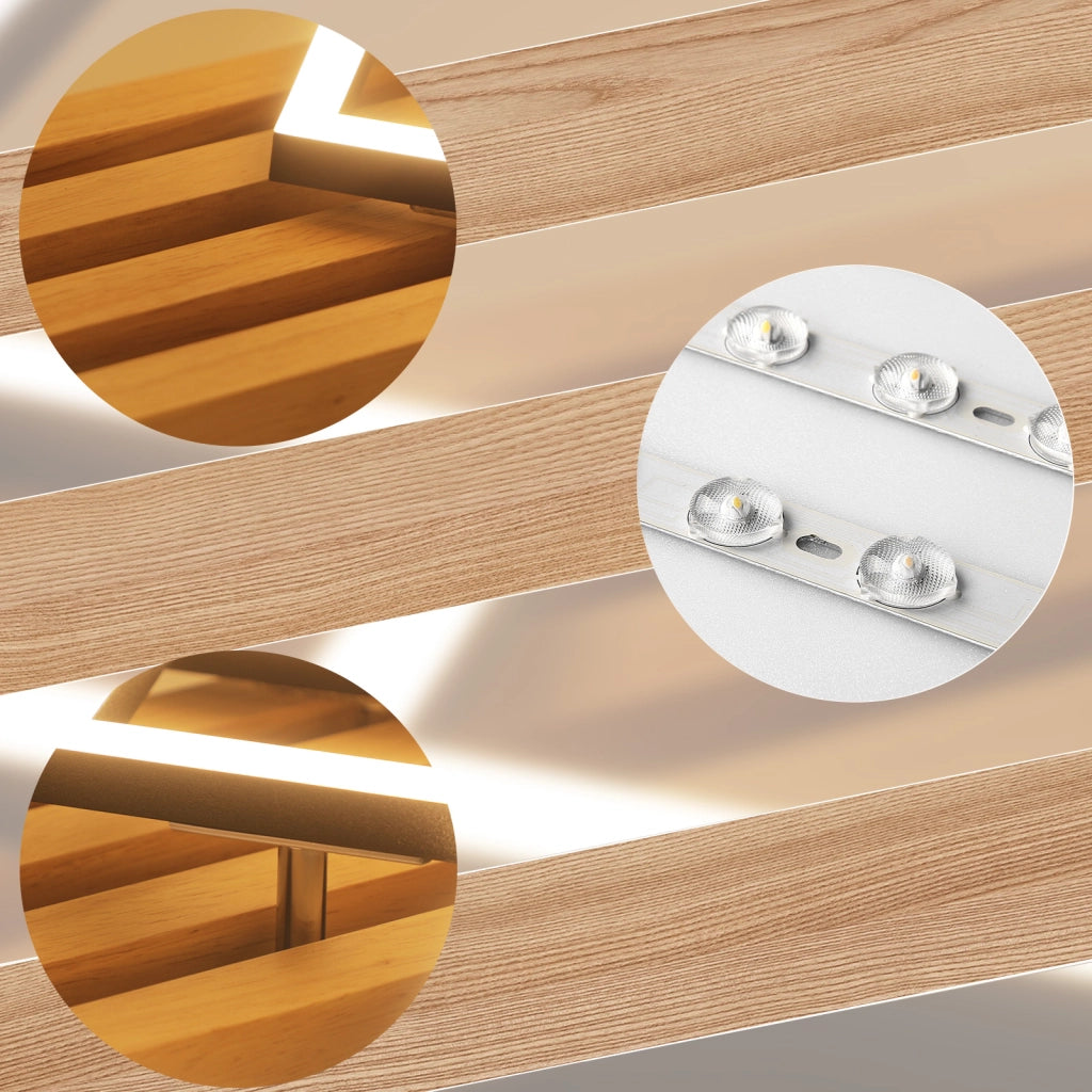 ZMH Lampada da soffitto plafoniera LED legno dimmerabile memory 70cm 46W design quadrato nero per soggiorno