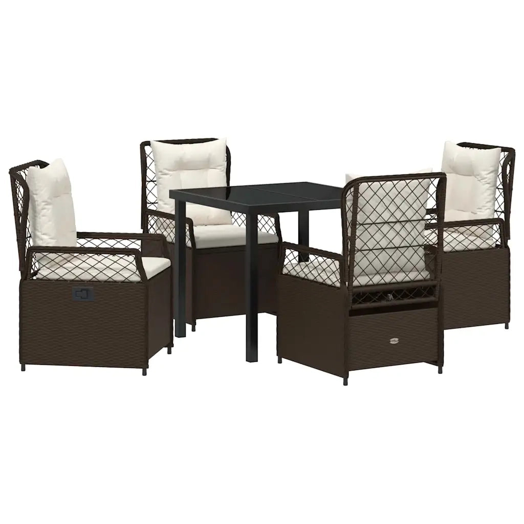 Set da Pranzo per Giardino 5 pcs Marrone polyrattan 3380989