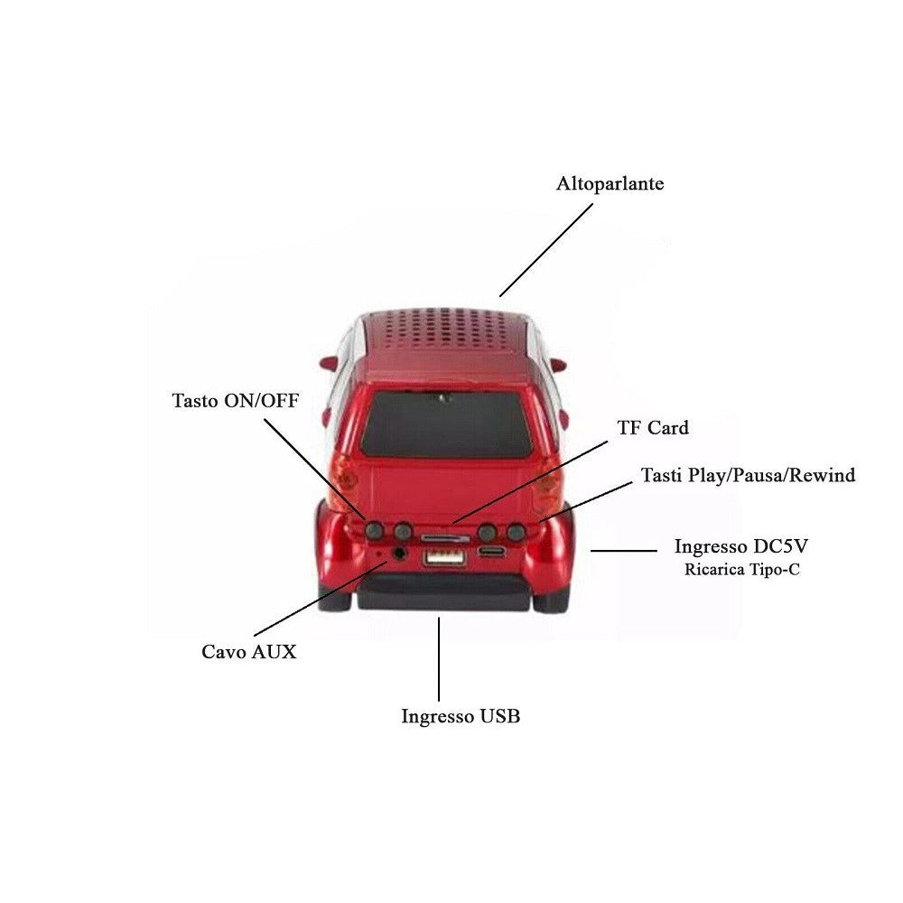 Trade Shop - Cassa Speaker Bluetooth Forma Auto Smart Stereo Tf Usb Aux Portatile Led Q-yx233 -