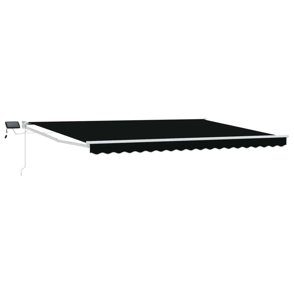 Tenda retrattile manuale con LED-Tenda parasole per balcone Nero e Bianco 4 ¡Á 3 m