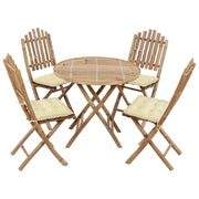 Set da Pranzo da Giardino 5 pz Pieghevole con Cuscini in BambÃ¹ cod mxl 35844