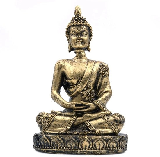 Statua di Buddha in Meditazione - Opera d'Arte - Oggetto Decorativo - Scultura Religiosa - Unico Lavoro Artigianale - Statuetta in Ottone Antico