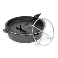 Dutch Oven Forno Olandese con Pentola in ghisa 5l sottopentola e solleva coperchio per fuoco campeggio