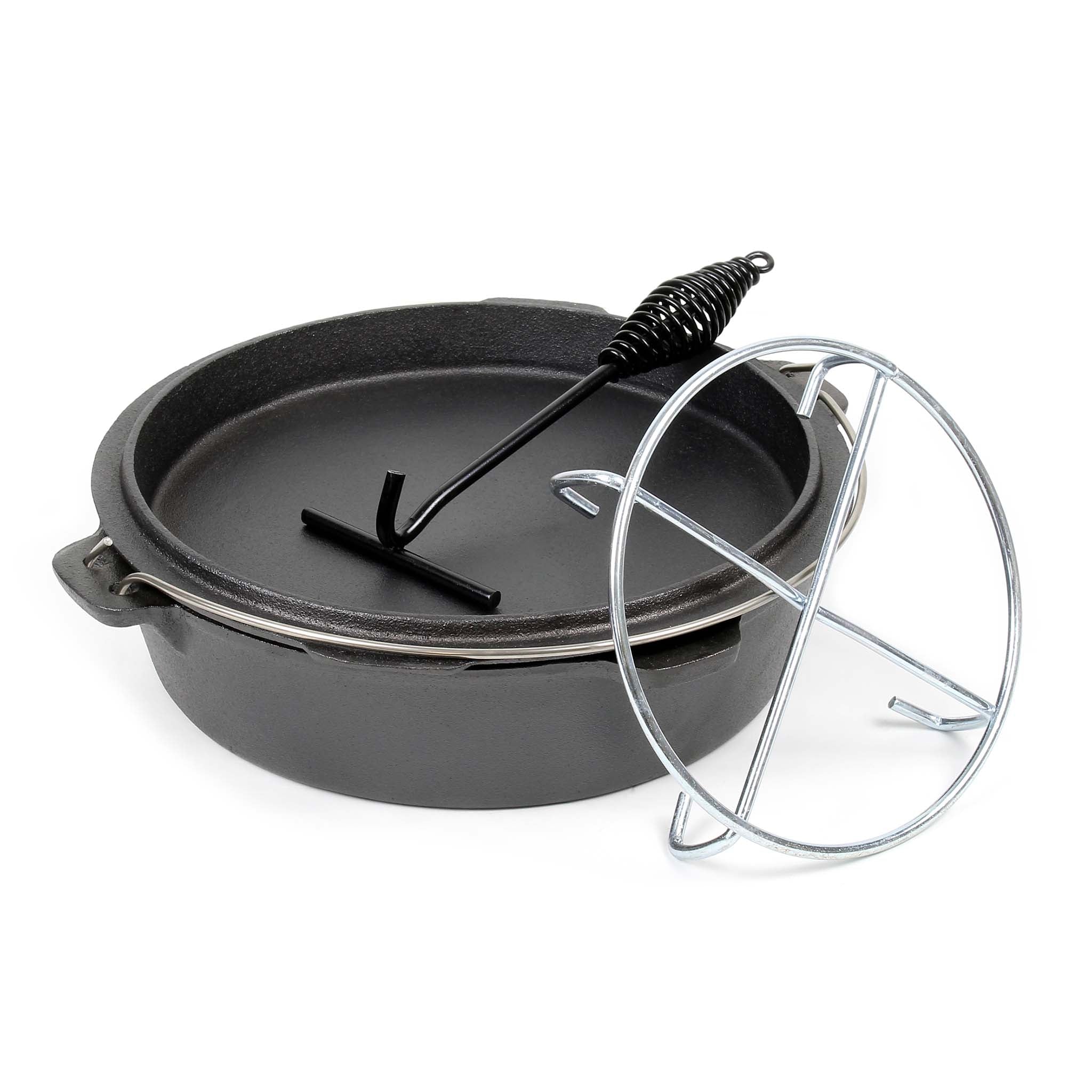 Dutch Oven Forno Olandese con Pentola in ghisa 5l sottopentola e solleva coperchio per fuoco campeggio