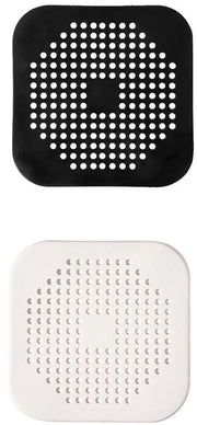 Set di 2 filtri di scarico in silicone, protezione vasca con morsetto, filtro di scarico per vasca, adatto per cucine e bagni, Nero+Bianco, 14 cm x 14 cm