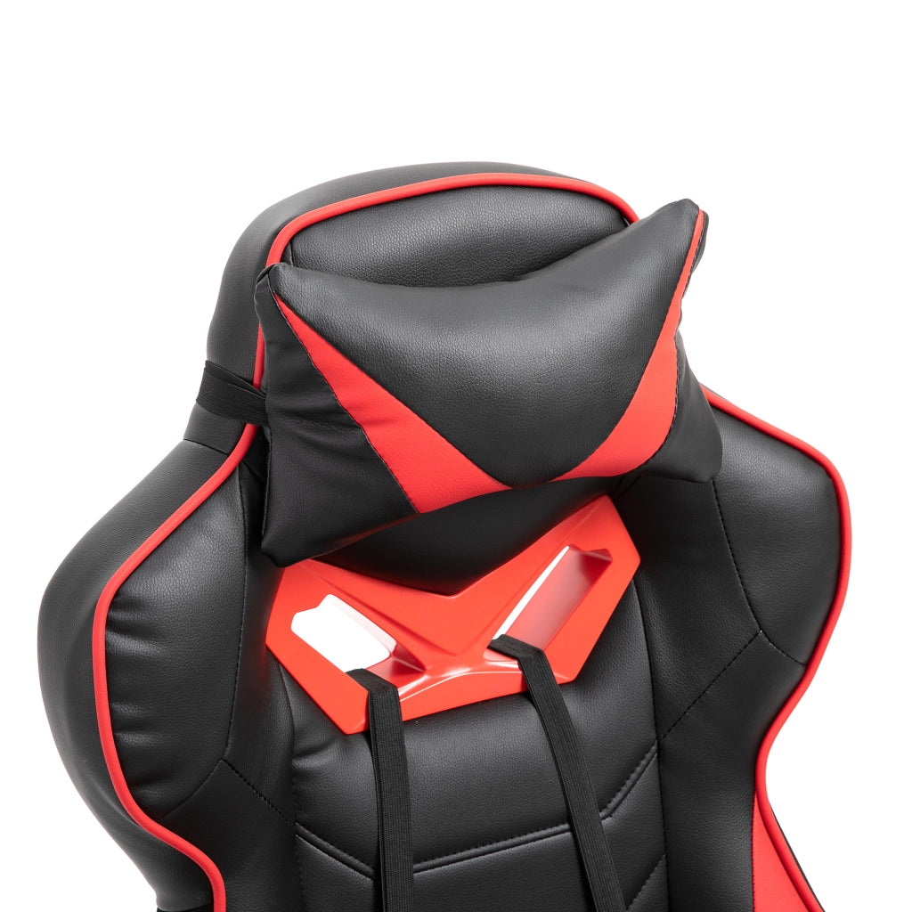 Sedia da ufficio gaming ergonomica con schienale reclinabile poggiapiedi e cuscino lombare in similpelle nera