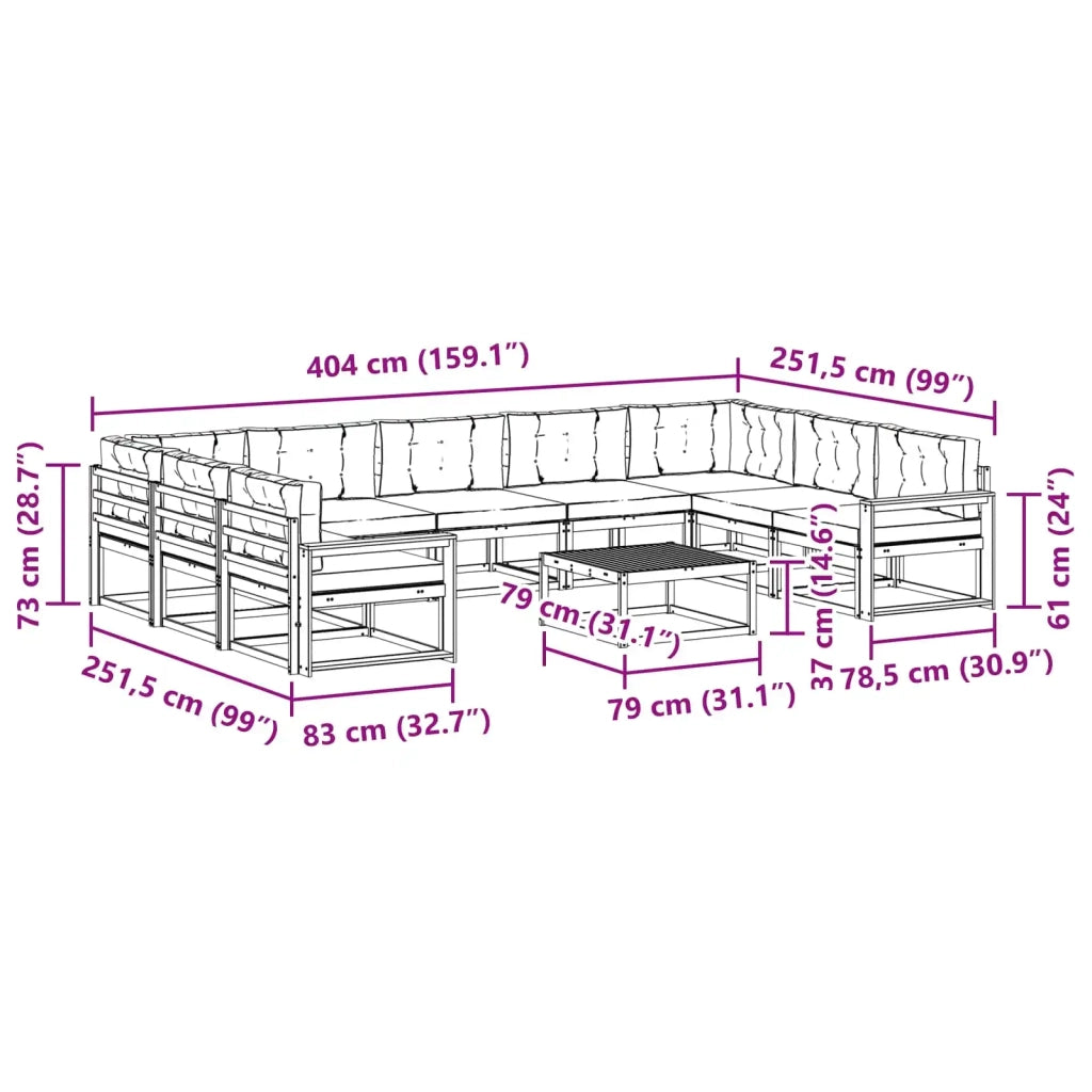 Set di divani da esterno 10 pz Bianco e Beige 3387077